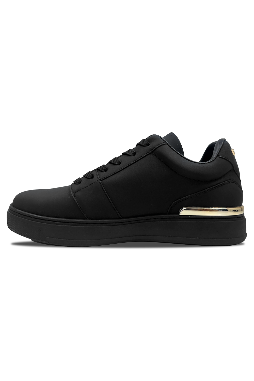 Vialli Sylla Black Low-Cut Lace-Up Sneaker with Hexagonal Undersole and Gold Accents