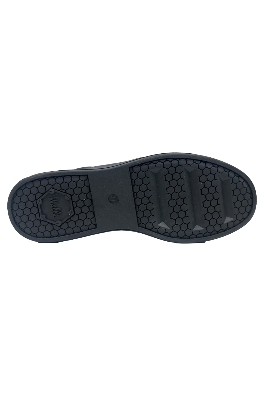 Vialli Sylla Black Low-Cut Lace-Up Sneaker with Hexagonal Undersole and Gold Accents