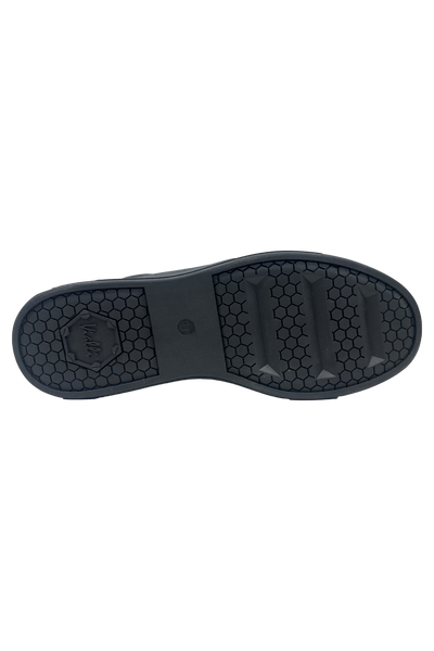Vialli Sylla Black Low-Cut Lace-Up Sneaker with Hexagonal Undersole and Gold Accents