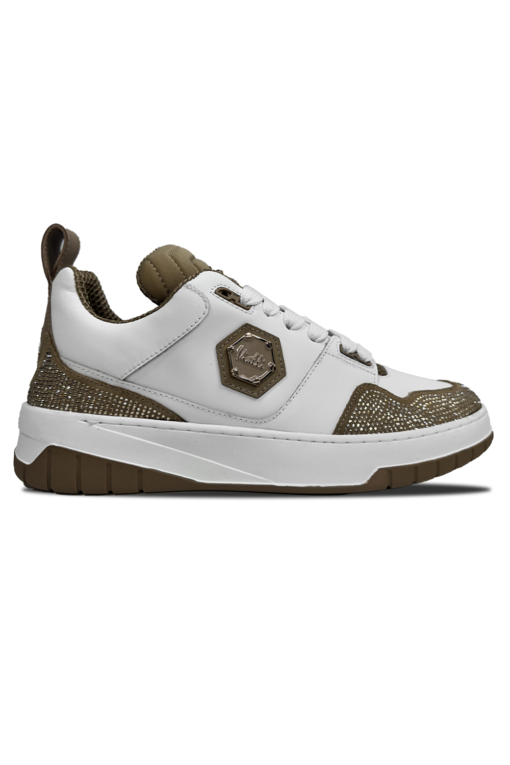 Vialli Bosetti Low-Cut Sneaker with Diamanté Studs and Hexagonal Logo