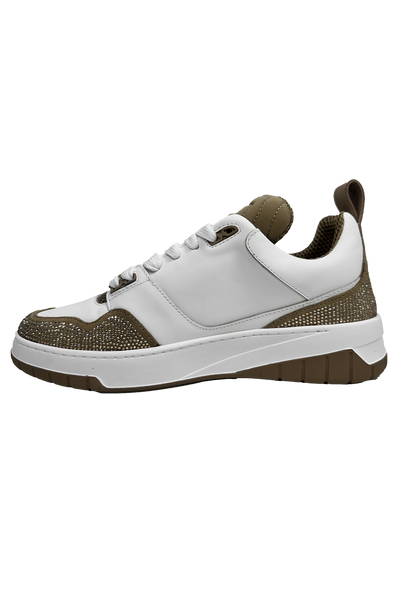 Vialli Bosetti Low-Cut Sneaker with Diamanté Studs and Hexagonal Logo