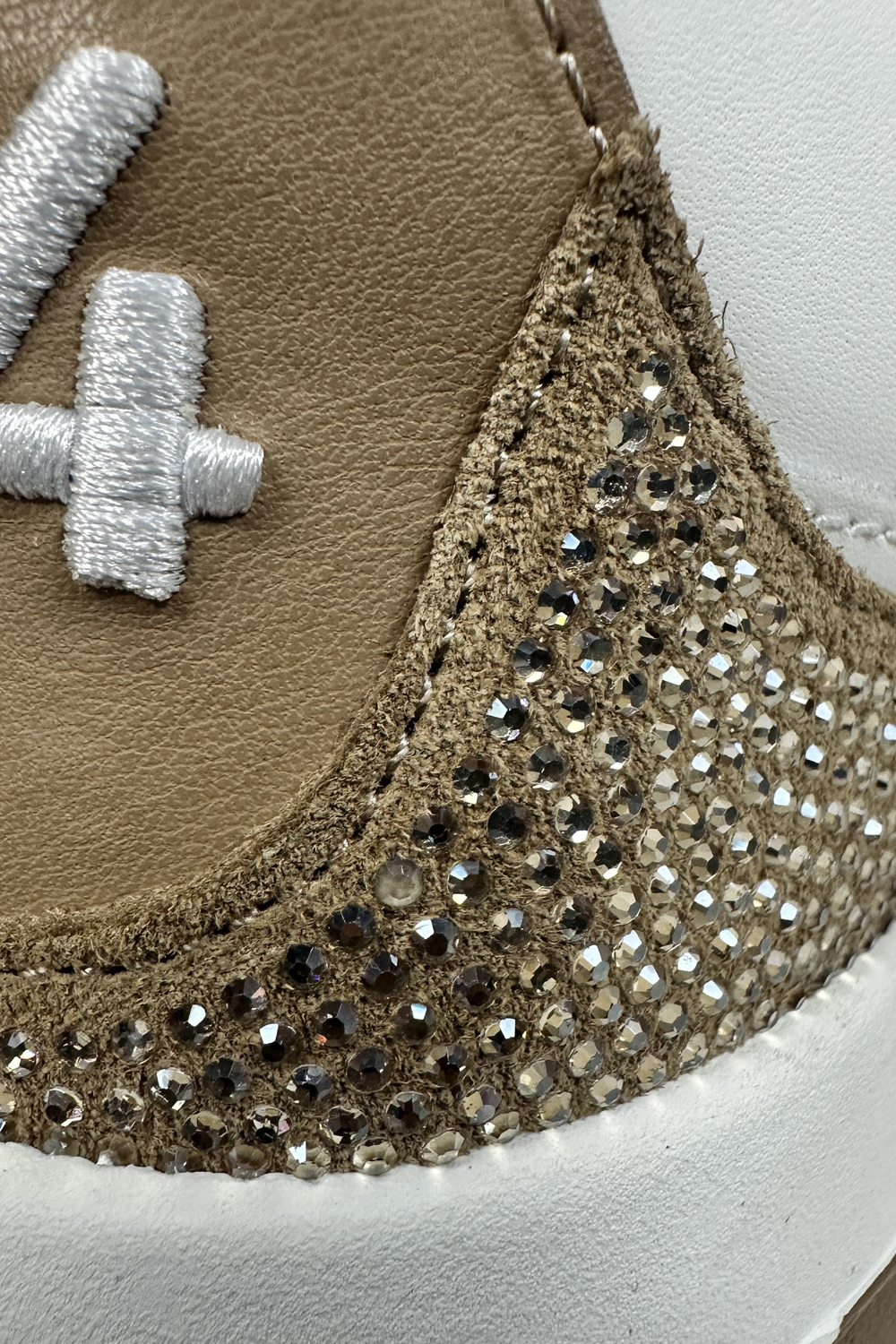 Vialli Bosetti Low-Cut Sneaker with Diamanté Studs and Hexagonal Logo