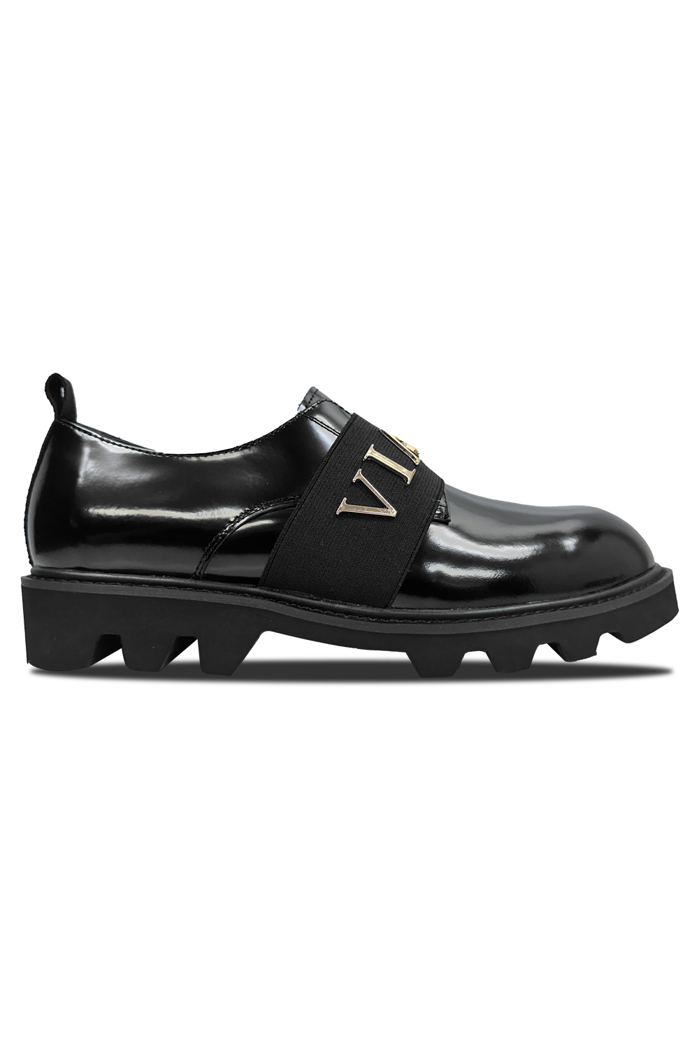 Vialli Uscita Men's Black Glossy All-Around Finish Fashion Sneakers