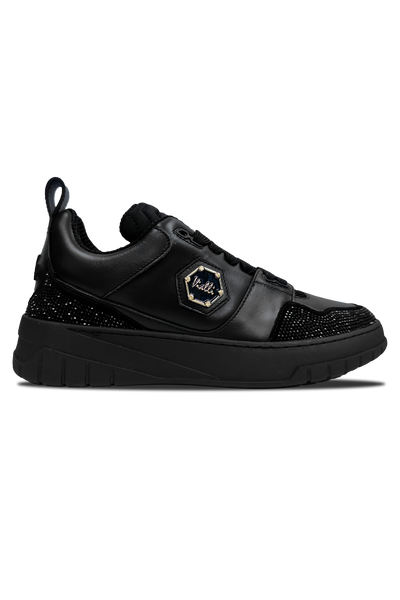 Vialli Bosetti Men's Black Low-Cut Sneaker with Diamanté Studs