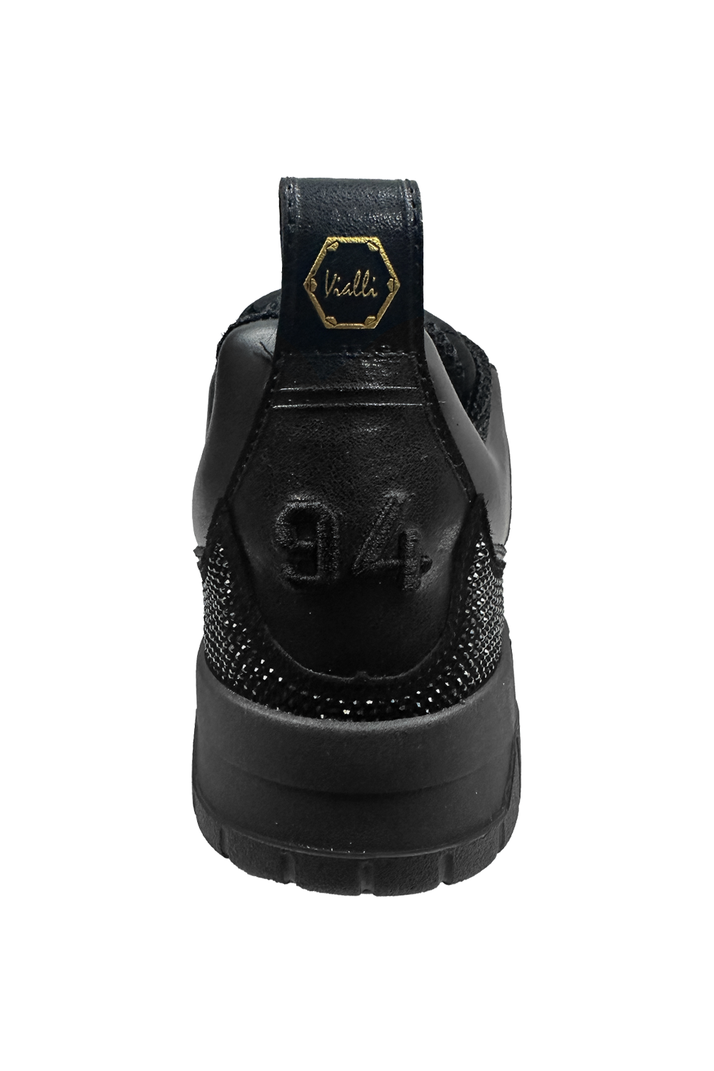 Vialli Bosetti Men's Black Low-Cut Sneaker with Diamanté Studs