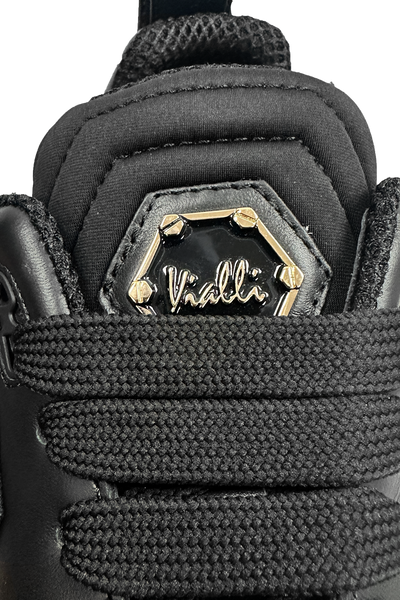 Vialli Bosetti Men's Black Low-Cut Sneaker with Diamanté Studs