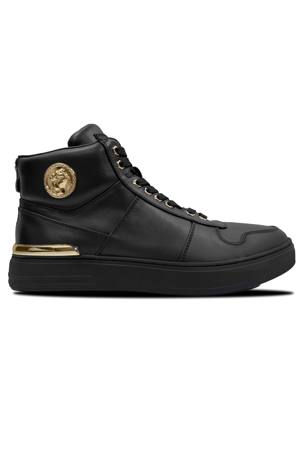 Fischetti Mid Boot: Sleek Black Lace-Up Design with Gold Accents