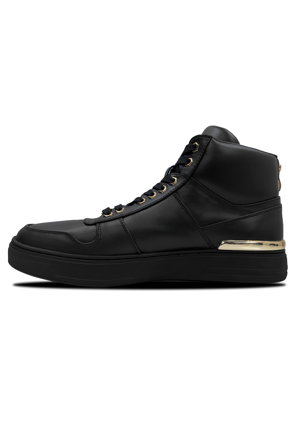 Fischetti Mid Boot: Sleek Black Lace-Up Design with Gold Accents