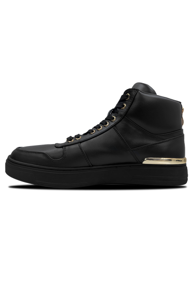 Fischetti Mid Boot: Sleek Black Lace-Up Design with Gold Accents