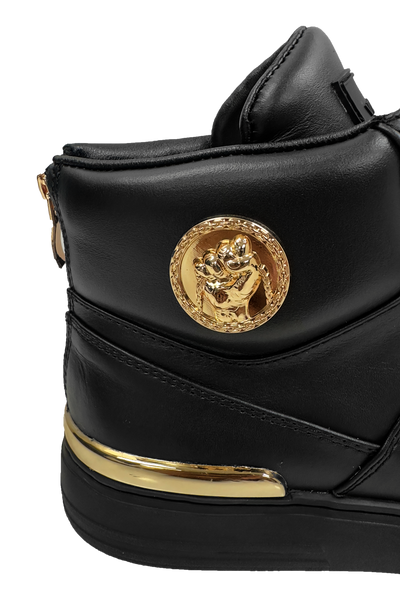 Fischetti Mid Boot: Sleek Black Lace-Up Design with Gold Accents