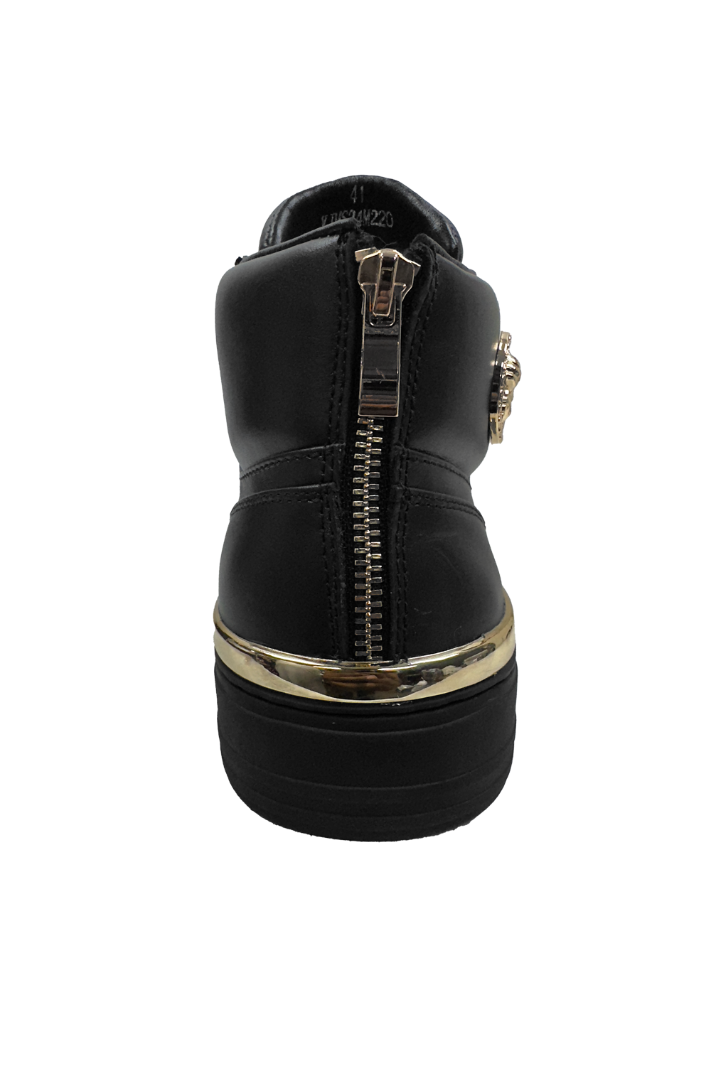 Fischetti Mid Boot: Sleek Black Lace-Up Design with Gold Accents