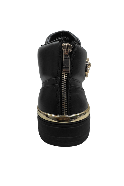 Fischetti Mid Boot: Sleek Black Lace-Up Design with Gold Accents