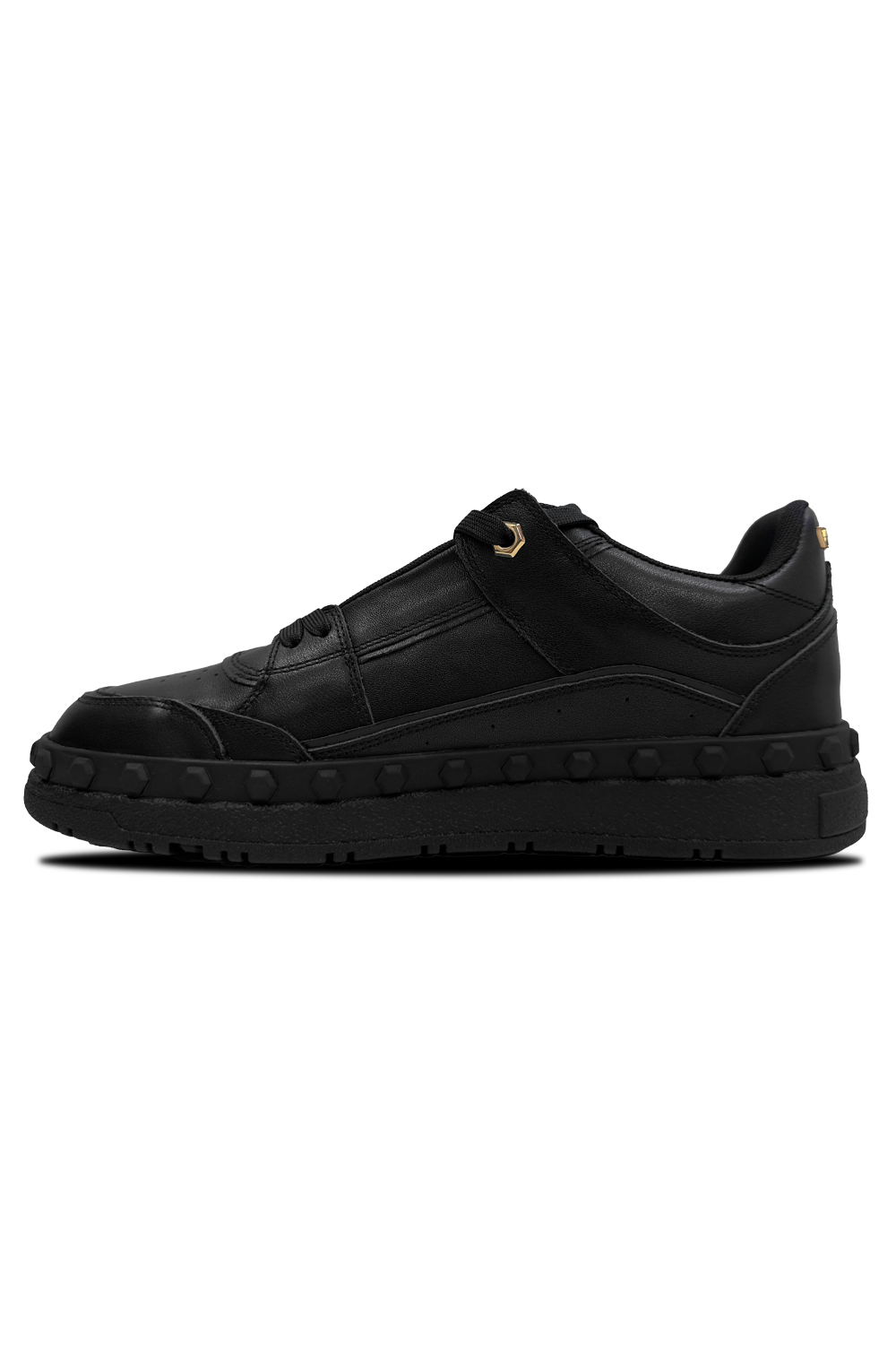 Vialli Rello Men's Black Low-Cut Lace-Up Sneaker with Gold Accents