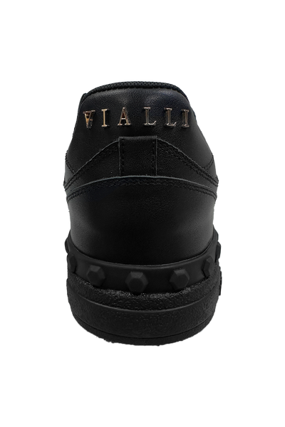 Vialli Rello Men's Black Low-Cut Lace-Up Sneaker with Gold Accents