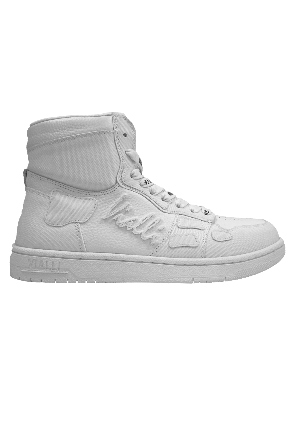 Vialli Gallinari Mid-Boot: Sleek White Lace-Up Sneaker with Unique Grey Accents