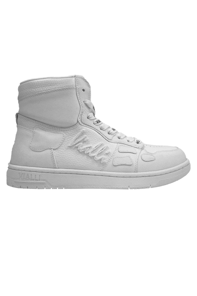 Vialli Gallinari Mid Boot: Sleek White Lace-Up Sneaker with Unique Details