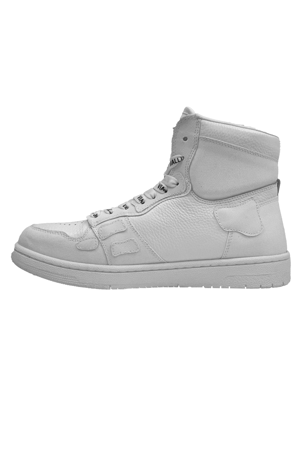Vialli Gallinari Mid Boot: Sleek White Lace-Up Sneaker with Unique Details