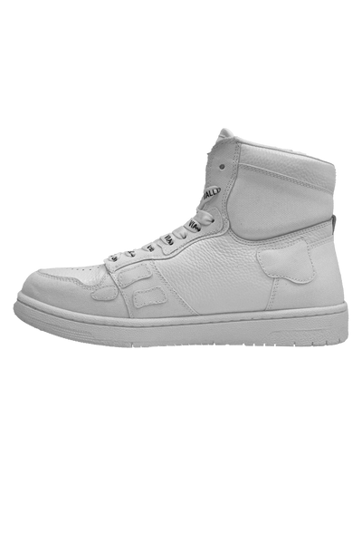 Vialli Gallinari Mid Boot: Sleek White Lace-Up Sneaker with Unique Details