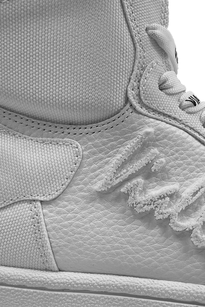 Vialli Gallinari Mid Boot: Sleek White Lace-Up Sneaker with Unique Details