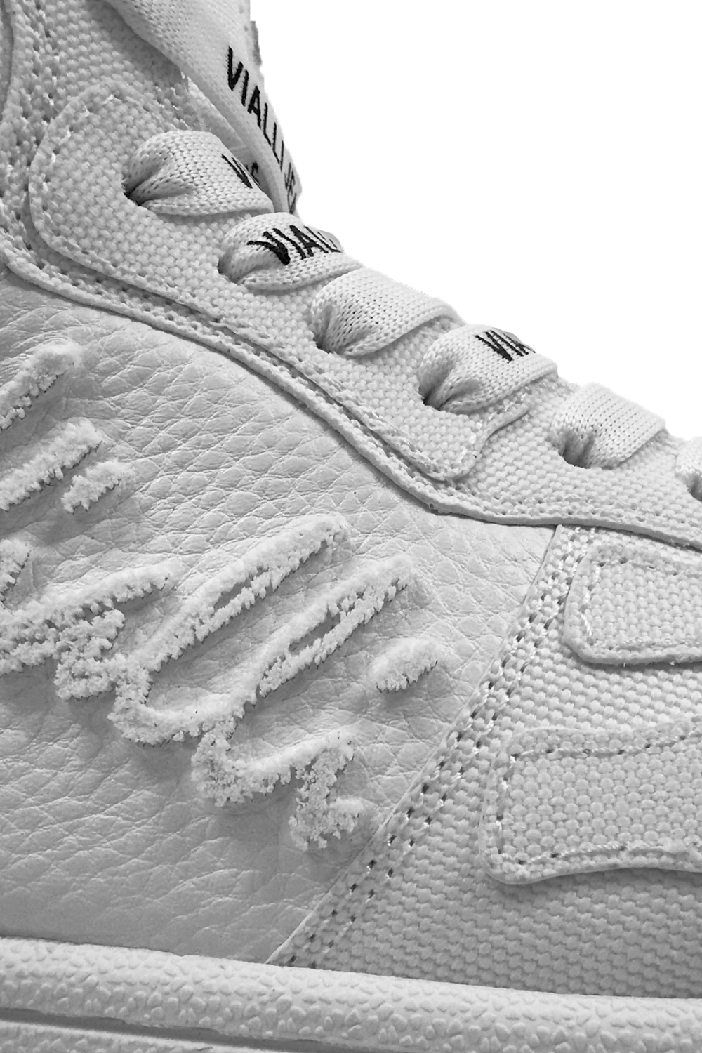 Vialli Gallinari Mid Boot: Sleek White Lace-Up Sneaker with Unique Details