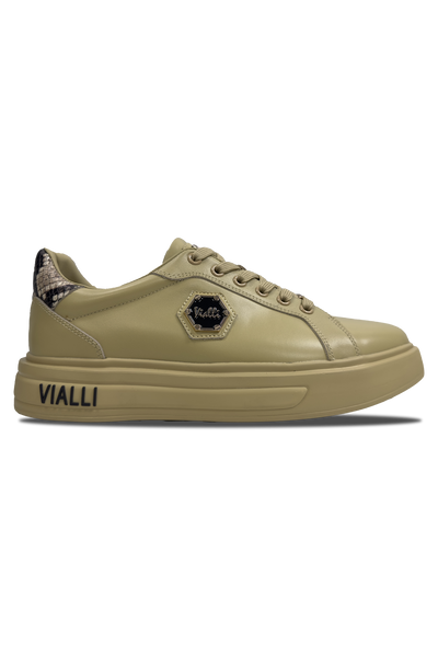 Vialli Cremona Cream Lace-Up Sneakers: Stylish, Comfortable, and Durable Footwear