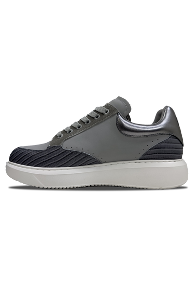 Vialli Rufoli Python Grey Sneaker: Stylish Lace-Up Design with Hexagonal Logo