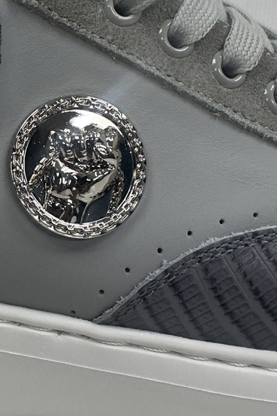 Vialli Rufoli Python Grey Sneaker: Stylish Lace-Up Design with Hexagonal Logo
