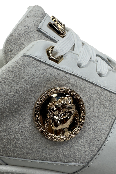 Vialli Galani Low-Cut Cream Patent Sneaker with Gold Accents for Men
