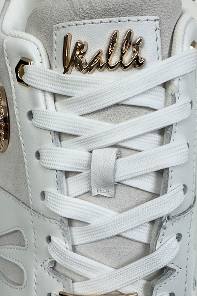 Vialli Galani Low-Cut Cream Patent Sneaker with Gold Accents for Men