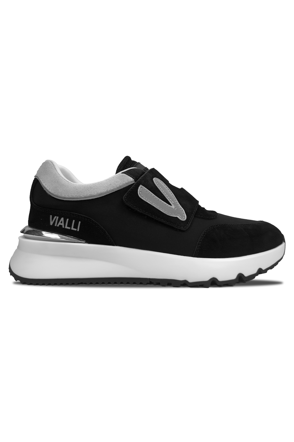 Vialli Orsi Black Winter Sneaker with Secure Velcro Strap & Silver Detail