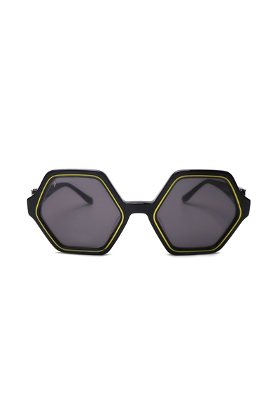 Vialli Hex Primo C1-CR39 Stylish Black Sunglasses, UV400 Protection