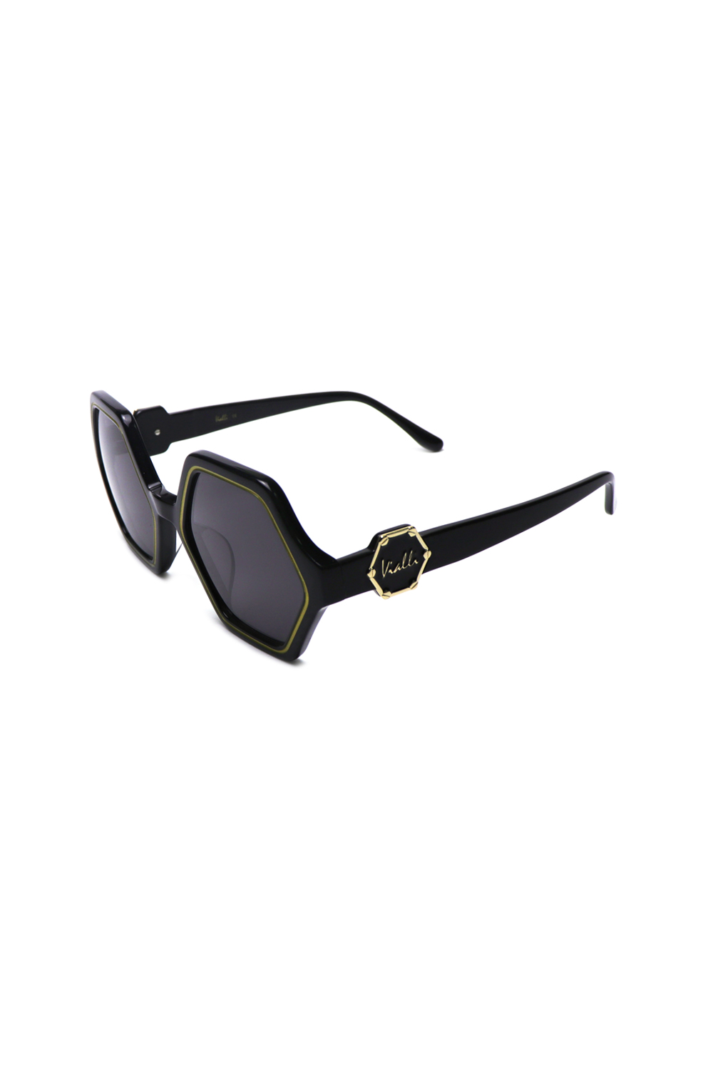 Vialli Hex Primo C1-CR39 Stylish Black Sunglasses, UV400 Protection