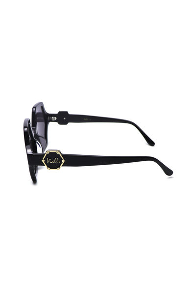 Vialli Hex Primo C1-CR39 Stylish Black Sunglasses, UV400 Protection
