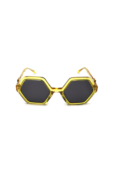 Vialli Hex Primo C3 Gold Sunglasses: Stylish UV Protection, Durable Frame