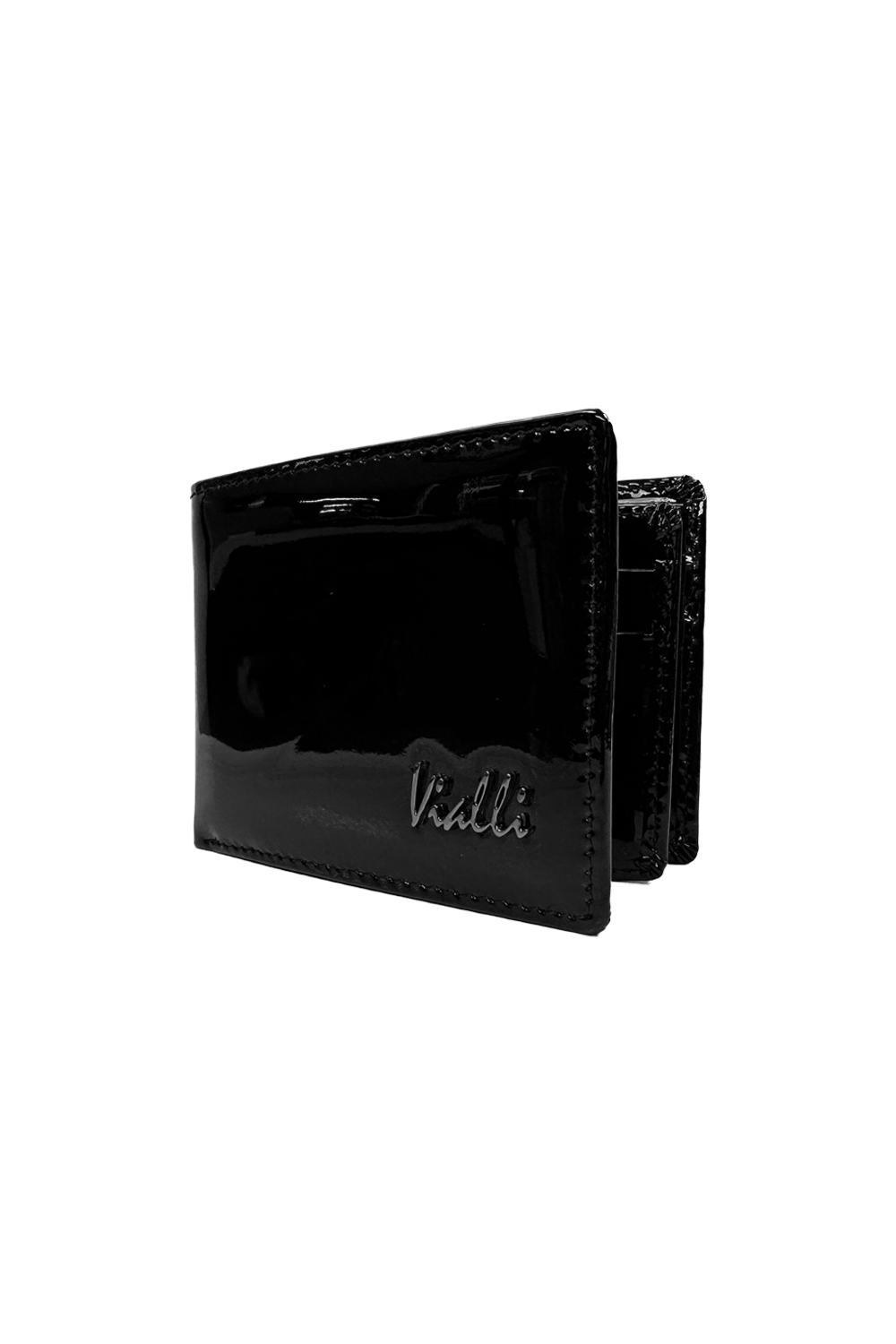 Vialli Milan Tri-Fold Patent Wallet: Sleek Black, Compact, Secure, Stylish