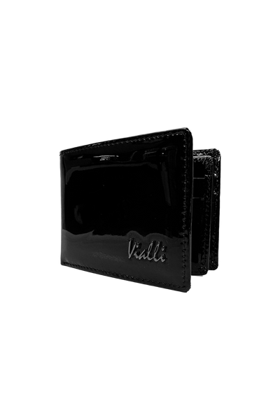 Vialli Milan Tri-Fold Patent Wallet: Sleek Black, Compact, Secure, Stylish
