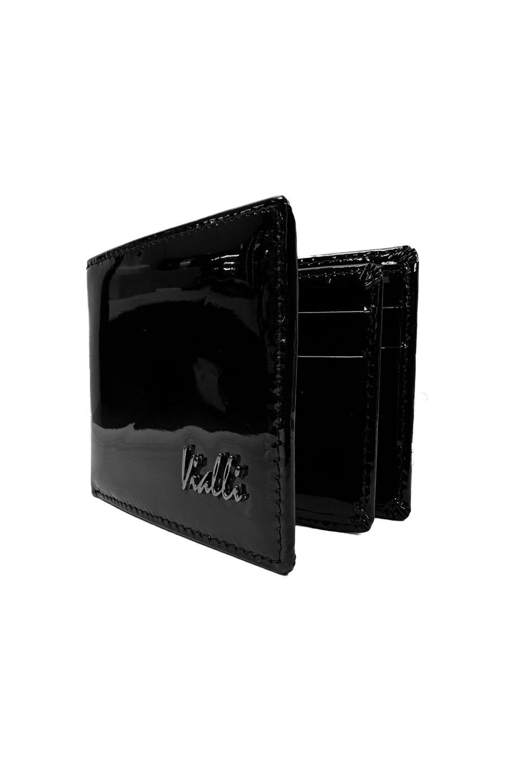 Vialli Milan Tri-Fold Patent Wallet: Sleek Black, Compact, Secure, Stylish