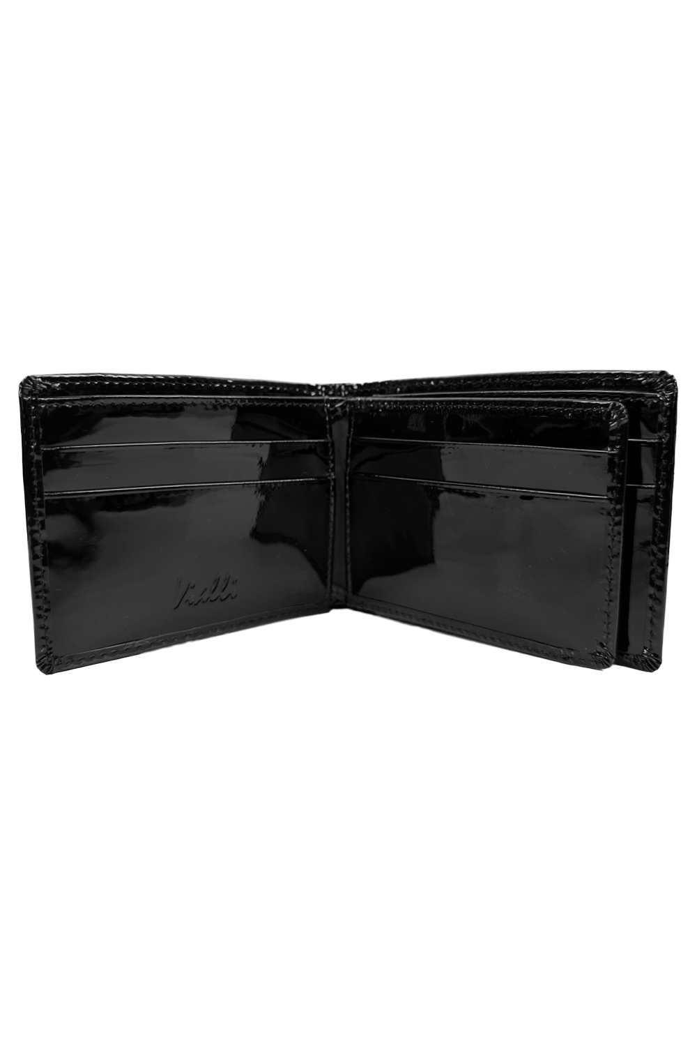 Vialli Milan Tri-Fold Patent Wallet: Sleek Black, Compact, Secure, Stylish