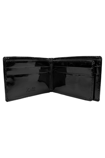 Vialli Milan Tri-Fold Patent Wallet: Sleek Black, Compact, Secure, Stylish